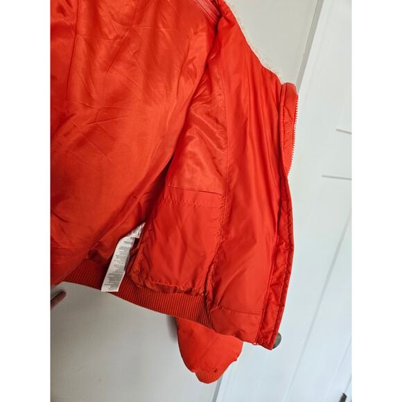 Maeve by Anthropologie Orange Sherpa Collar Cropped Puffer Jacket Size Medium - Picture 13 of 16